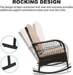 LEVELEVE 3 pcs Rocking Bistro Set Conversation Chairs PE Wicker Outdoor Rocking - Image 5