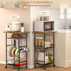 ThreeHio Rolling Kitchen Microwave Cart, 3 Tier Microwave Table Stand - Image 2