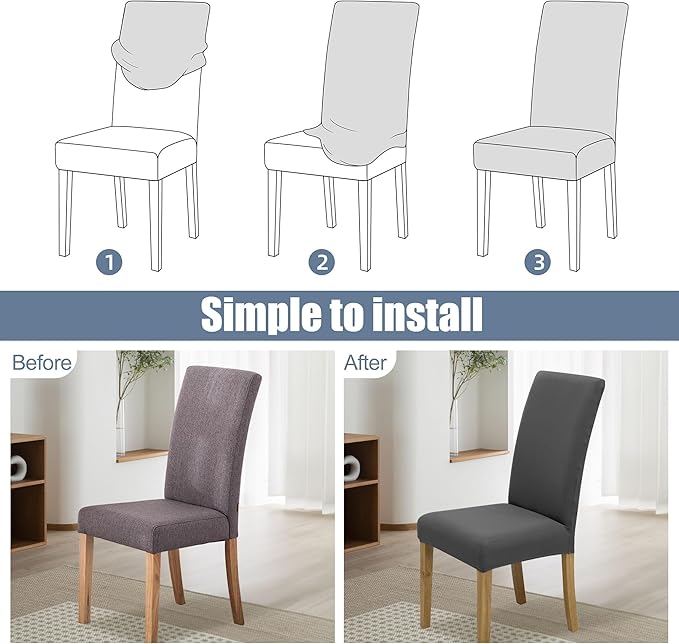 BIETYONE Stretch Dining Chair Covers Set of 4, Soft Removable Washable Kitchen - Image 4