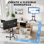 Rolling TV Stand with Shelf for 32-85 inch TVs up to 150lbs, Portable Mobile TV - Image 3