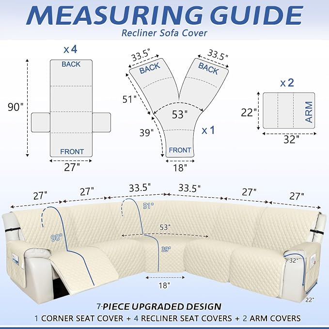 Arfntevss Recliner Sectional Couch Covers 1OO% Waterproof L Shape Sofa Cover - Image 2