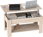 FDW Lift Top Coffee Table with Lift Tabletop Hidden Compartment and Storage by FDW