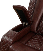 Power Recliner Chair with LED Lights, Leather Manual Recliner 1 Seat, Living - Image 5