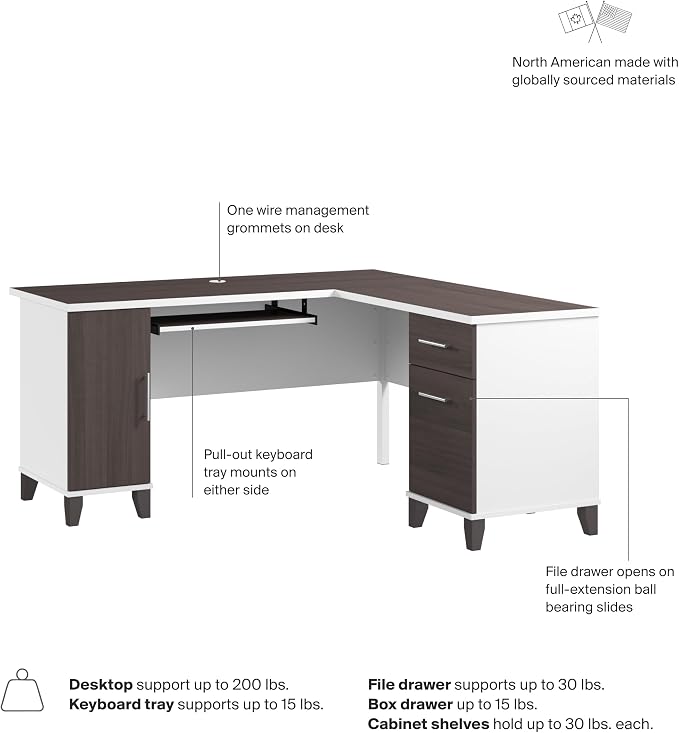 Bush Home 60-Inch L-Shaped Desk - Image 8