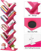 SHEEPAM 10 Tier Tree Book Shelf, Floor Standing Wood Bookshelf - Image 6