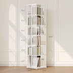 YOWOS Rotating Bookshelf Tower, 360° Display Spinning Bookcase, Bamboo - Image 3