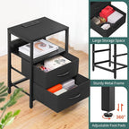 Yoobure Nightstand with Charging Station, Small Night Stand with Fabric Drawers - Image 8