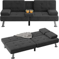 Flamaker Futon Sofa Bed Modern Folding Futon Set Linen Fabric Convertible by Flamaker