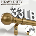 2 Pack Warm Gold Curtain Rods for Windows 28 to 48 Inch 1" Diameter Short Small - Image 6