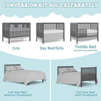 Baby Crib 5-in-1 Convertible, Wood Full Size Toddler Bed - Image 5
