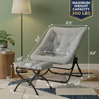 Tiita Folded Chair with Ottoman, Soft Faux Fur Oversized Folding Accent Chair - Image 3