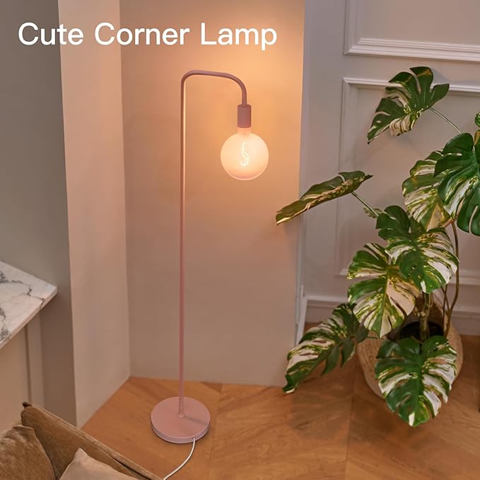 ONEWISH Pink Floor Lamp for Bedroom, Cute Standing Lamp - Image 3