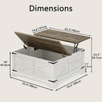 Furnideco 35.5''W Square Coffee Table Farmhouse Lift top Coffee Table - Image 2