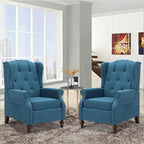 Wingback Recliner Chair with Massage and Heat, Tufted Fabric Push Back Recliner by Consofa