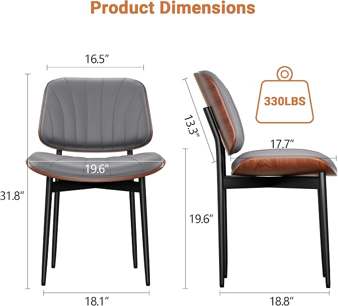YaFiti Dining Chairs Set of 2, Dining Room and Kitchen Chairs, Mid Century - Image 2
