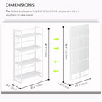 4NM No Assembly 4 Tiers Folding Bookshelf, 47.2" H Foldable Storage Shelves - Image 2