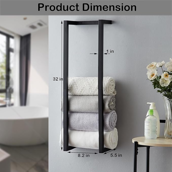 Towel Rack for Rolled Towels, Towel Rack for Bathroom, Wall Mounted Metal - Image 6