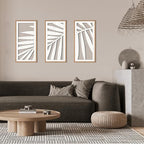 IARTTOP Tropical Palm Tree Leaf Wood Wall Art White Framed 8x16 Inch Set of 3 - Image 3