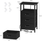 Vagusicc Night Stand with Charging Station, LED Nightstand - Image 3