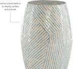 Linon Tylin Ivory and Blue Capiz Drum Accent Table - Image 10