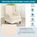 KRFOONN Stretch Wing Chair Slipcovers Jacquard 2 Piece Wingback Chair Covers - Image 6