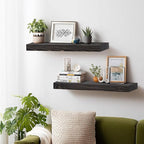 24x8x1.6 inch Floating Shelves Set of 2 – Solid Wood Rustic Black Wall Mounted - Image 6