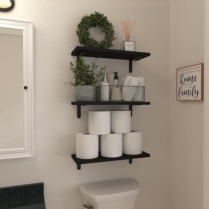 WOPITUES Wood Floating Shelves Set of 6, Shelves - Image 4
