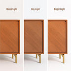 JOINICE Storage Cabinet, Mid-Century Modern Wood Accent Cabinet, Chevron - Image 8