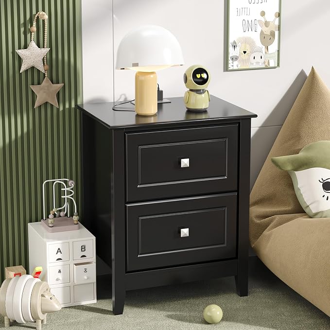 VINGLI 18.9" W Black Nightstand Set of 2 - Image 9