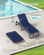 Aluminum Chaise Lounge Chair Outdoor, Foldable& No Assembly Patio Pool Lounge - Image 2