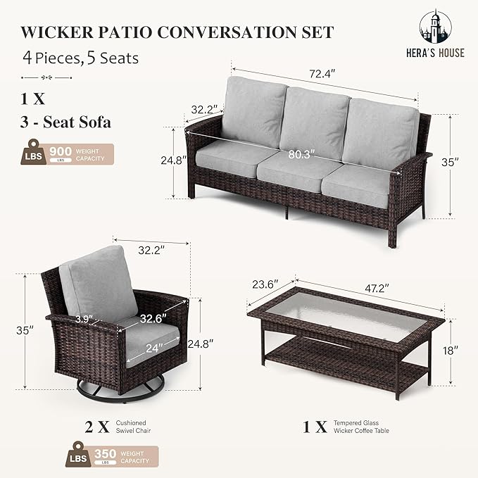 HERA'S HOUSE Gray Patio Furniture Set - Image 6