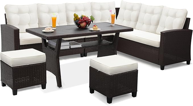 KROFEM 6-Piece Patio Furniture Set, Outdoor Sectional Sofa by KROFEM