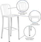Flash Furniture Gael Commercial Grade 2 Pack 30" High White Metal - Image 7