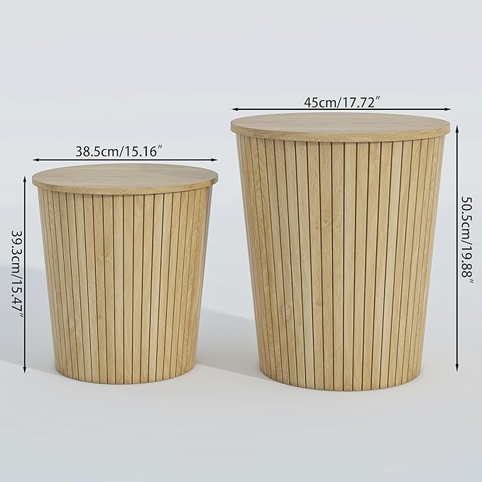 Nesting Coffee Table Set of 2, Round End Table - Image 2