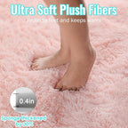 PAGISOFE Pink Fluffy Plush Area Rug 5x8, Kids Shag Rugs - Image 7