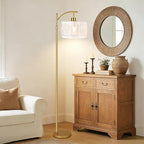 QIYIZM Glass Floor Lamp for Living Room, Brass White Tall Lamp Boho Mid Century - Image 3