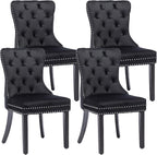 KCC Velvet Dining Chairs Set of 4, Upholstered High-end Tufted Dining Room Chair by KCC