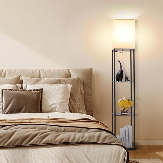 Gupuzm Floor Lamp with Shelves, Modern Square Standing Lamp with 3 Color - Image 5
