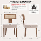 HNY Mid Century Modern Rattan Dining Chairs Set of 6, Farmhouse Linen - Image 2