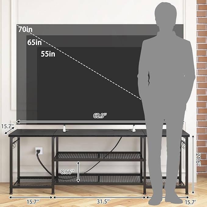 YGEOMER TV Stand for Up to 75 Inch TVs, Entertainment Center - Image 2