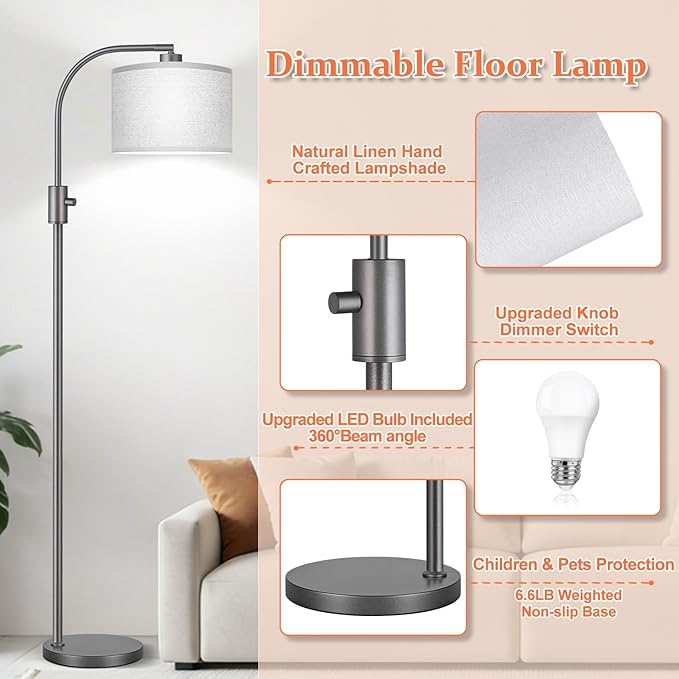 Nintiue Upgraded Modern Arc Dimmable Tall Standing Floor Lamp - Image 4