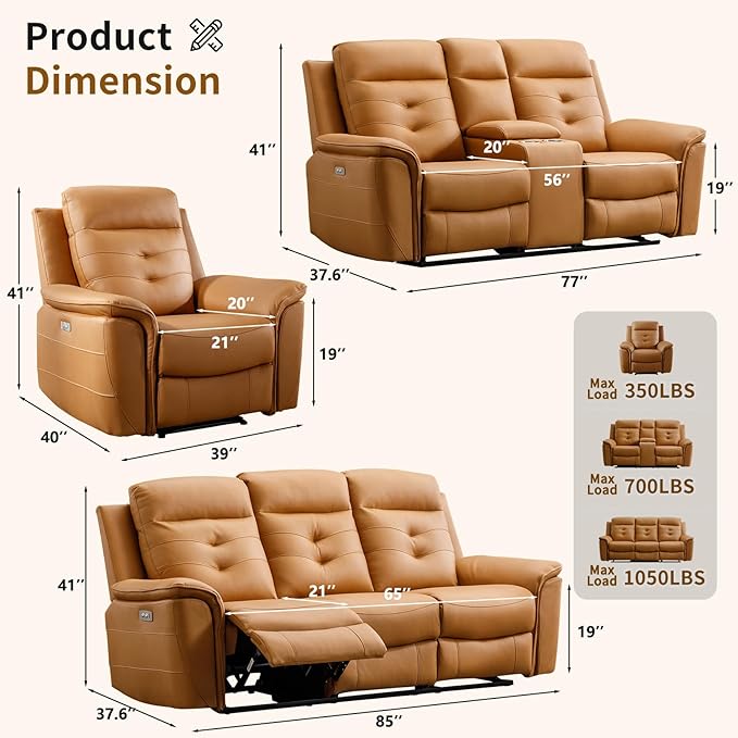 ANJ 2-Piece Faux Leather Power Recliner Sofa Set - Image 2