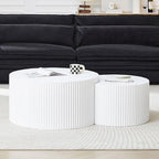55.12'' White Round Nesting Coffee Table Set of 2, Modern Side End Table - Image 8