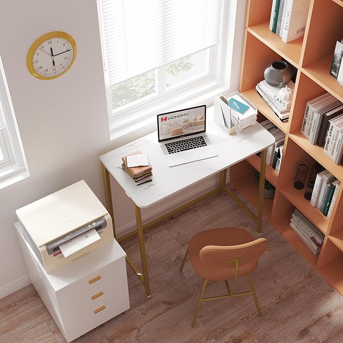WOHOMO Folding Desk, Small Writing Desk 39.4", Space-Saving Foldable Laptop - Image 4
