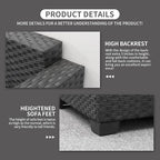 Rattaner Patio Furniture Set 6 Pieces Couch Outdoor Chairs Coffee Table Peacock - Image 9