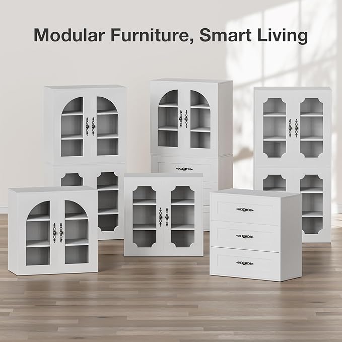 Buffet Cabinet with Storage, Modular Accent Sideboard Modern Credenza with DIY - Image 8