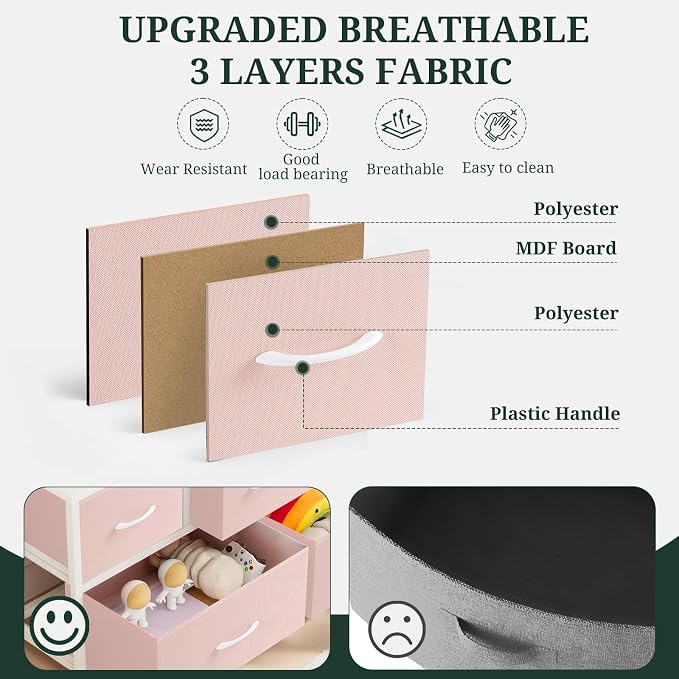 5-Drawer Dresser for Bedroom, Anti-Tip Wide Storage Organizer Fabric Chest of - Image 6