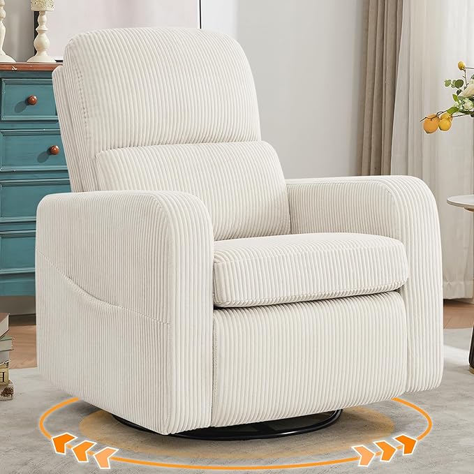 Swivel Rocker Recliner, Oversized Manual Nursery Glider Rocking Recliner Chair by Aemeios