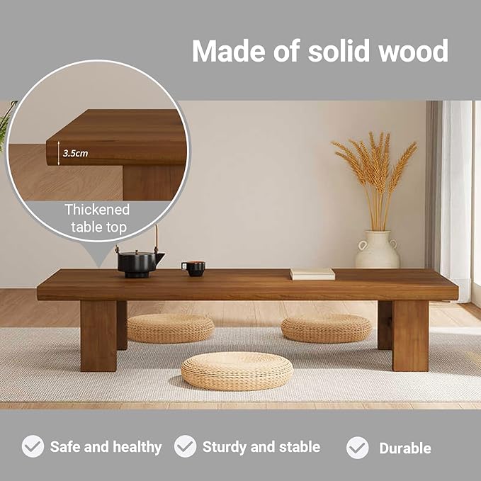 Japanese Modern Tatami Coffee Table, Solid Wood Tatami Tables, - Image 3