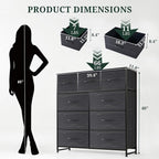 9-Drawer Dresser for Bedroom, Anti-Tip Tall Storage Organizer Chest of Drawers - Image 3